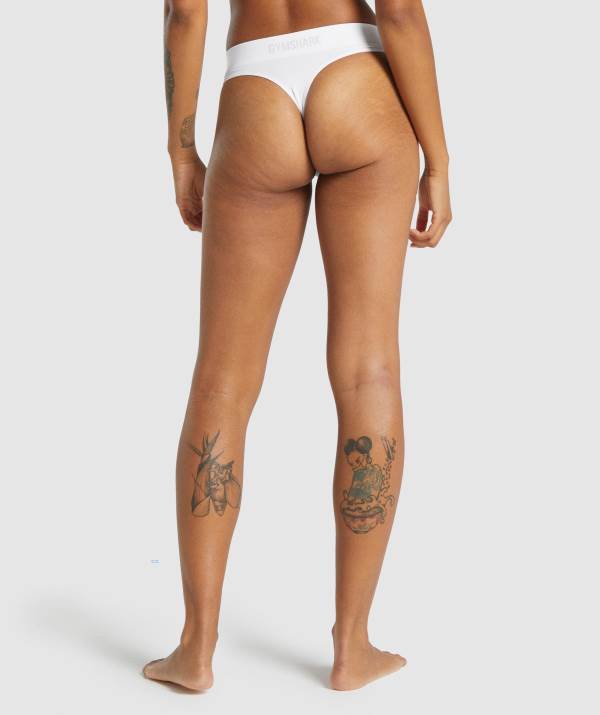 Damske Spodne Pradlo Gymshark Seamless High Rise Thong Biele | DC3620578